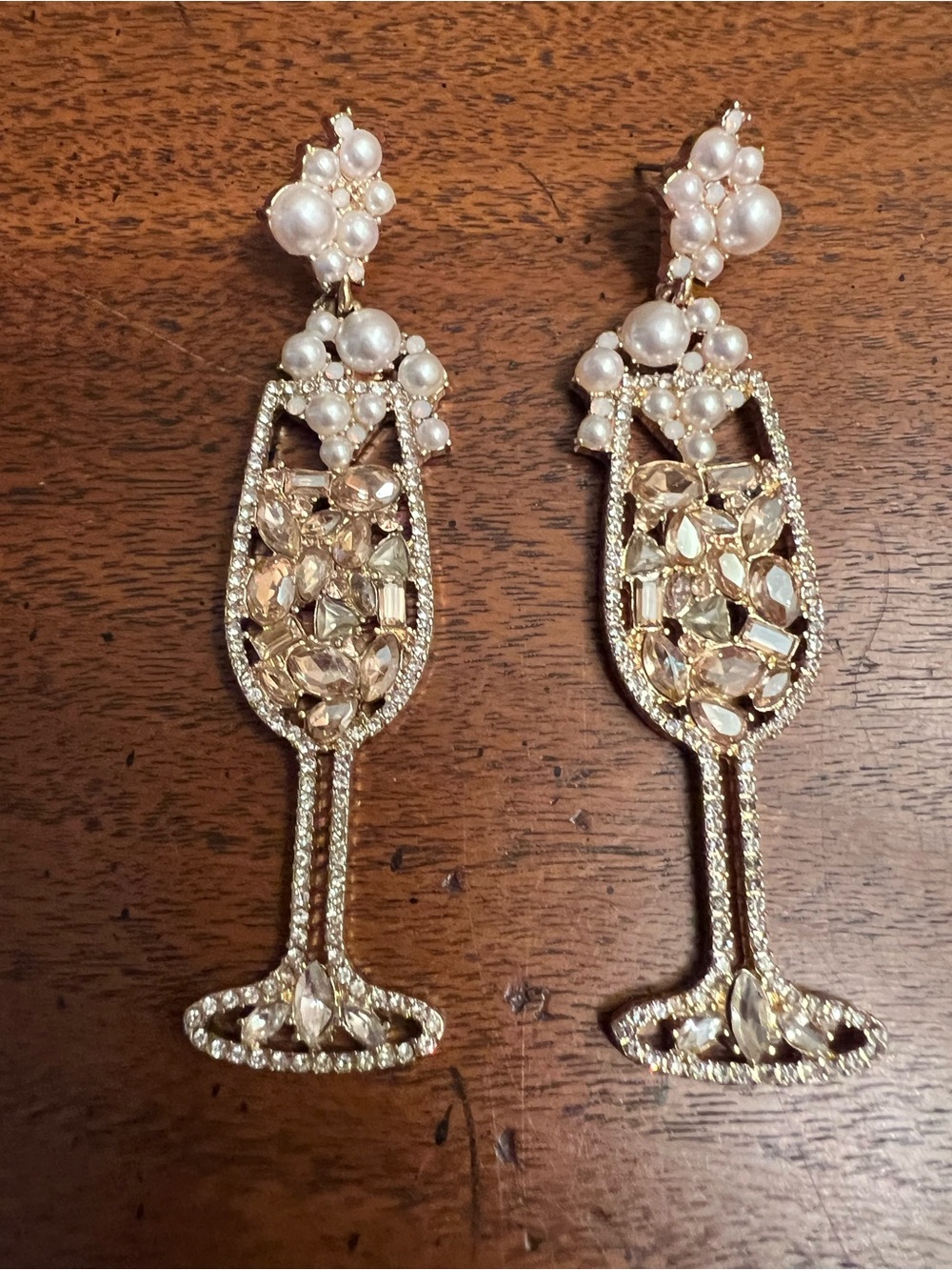 Baublebar Gold Crystal & Pearl Champagne Glass Drop Earrings